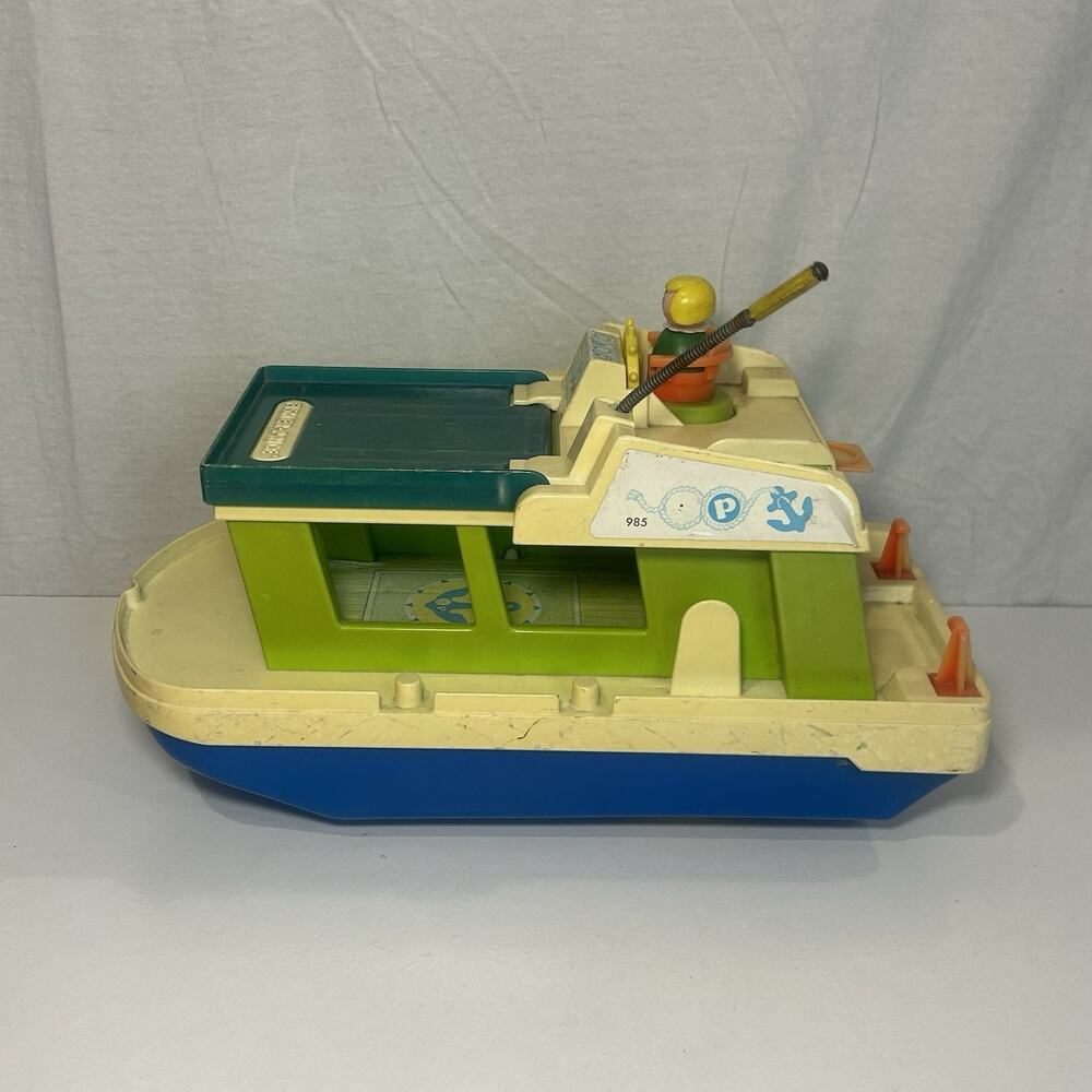 Vintage 1972 Fisher Price Little People Play Family HAPPY HOUSEBOAT #985